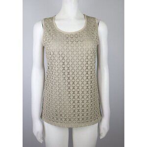 KASPER - WOMEN'S BEIGE EYELET LACE TANK TOP - SIZE XS
